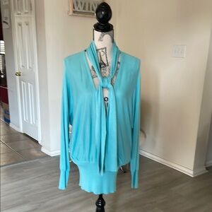 Shape FX Women's Blue Cardigan Sweater